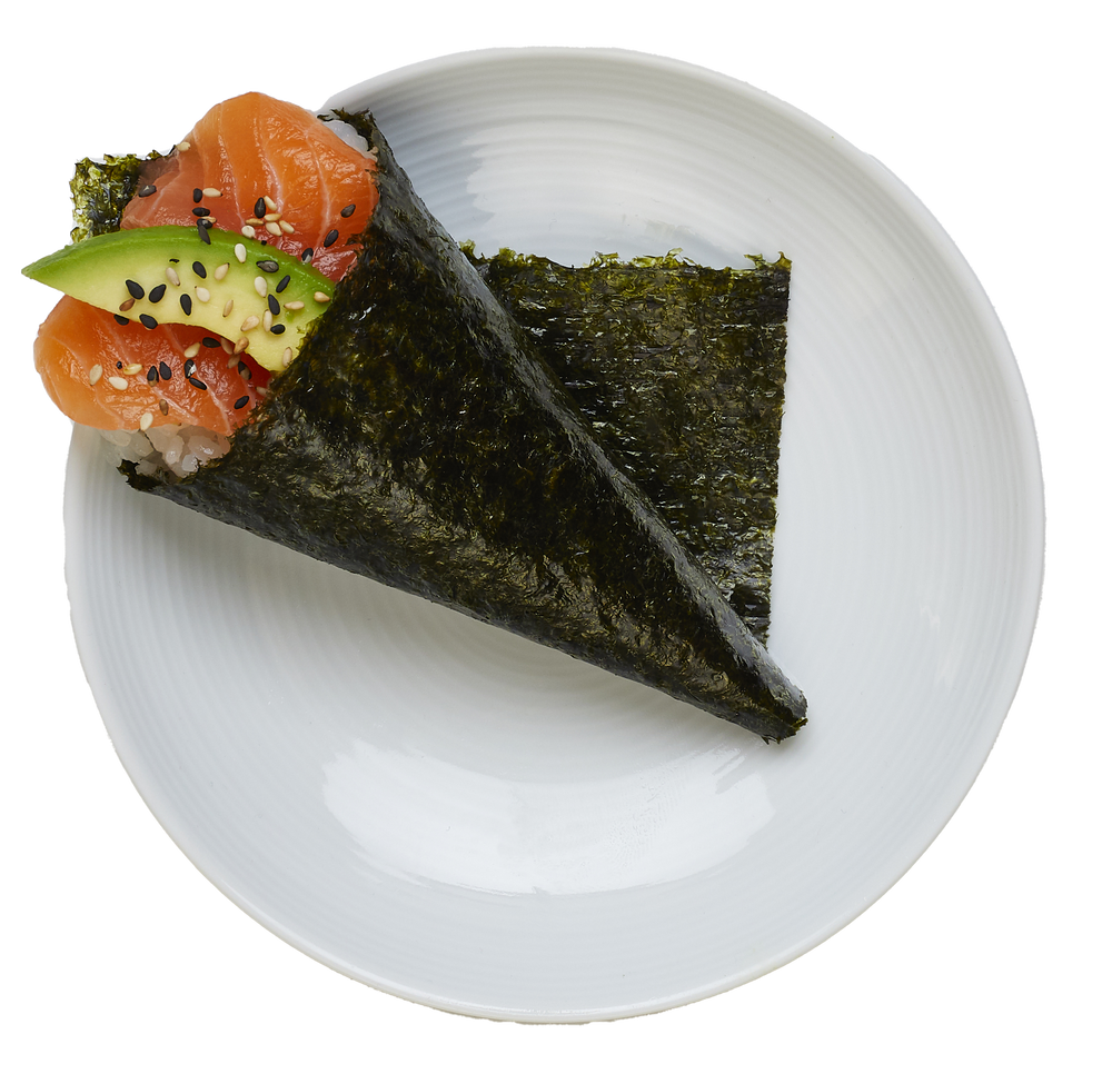 Salmon avocado hand roll